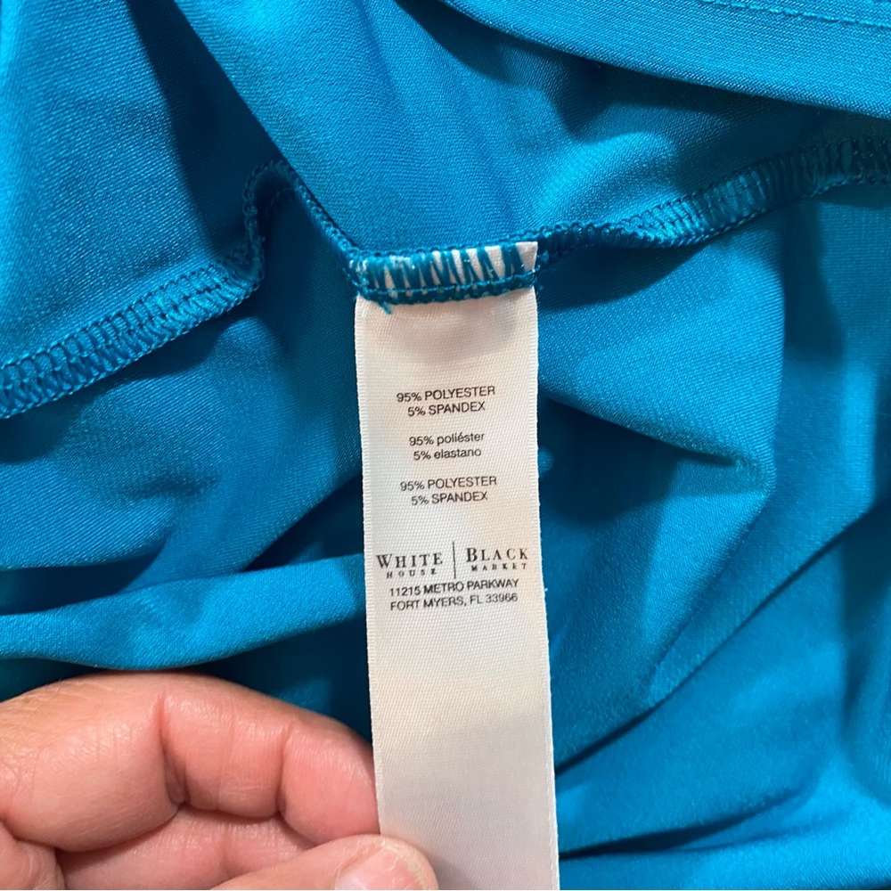 White House Black Market Teal mini dress elastic waistband V-Neck Summer Top - Picture 4 of 10